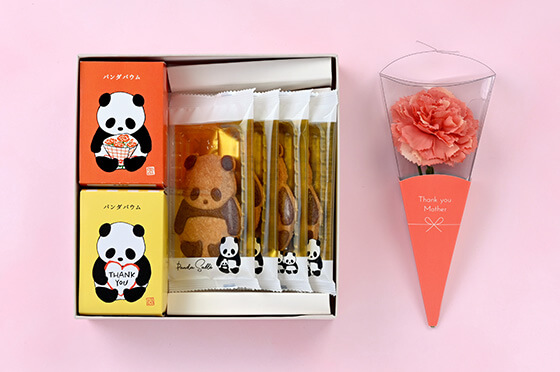 フラワー付き【サブレ入り】花束パンダギフト