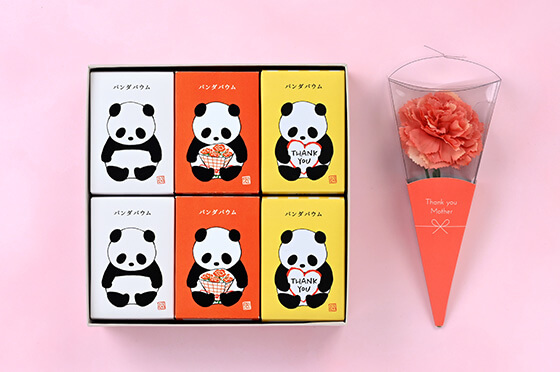 フラワー付き【６個入】花束パンダギフト