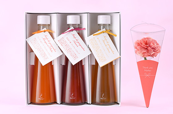 フラワー付き・母の日のジンジャーシロップ３本セット