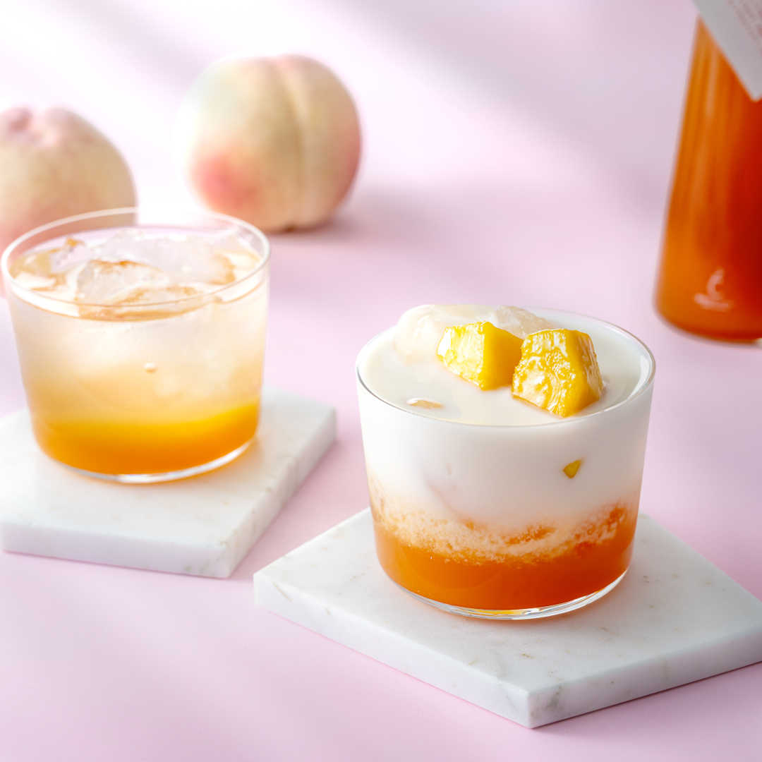 マンゴー＆ピーチ・ジンジャーシロップ(▼銀座のジンジャービニール袋（Ｍ）付き)