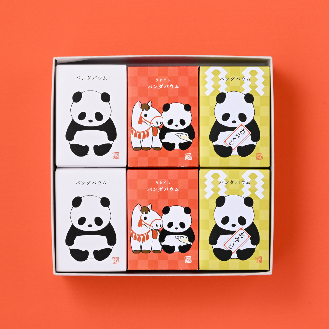 ●【６個入】冬のパンダギフトセット( ▼カタヌキヤパンダ紙袋付き)