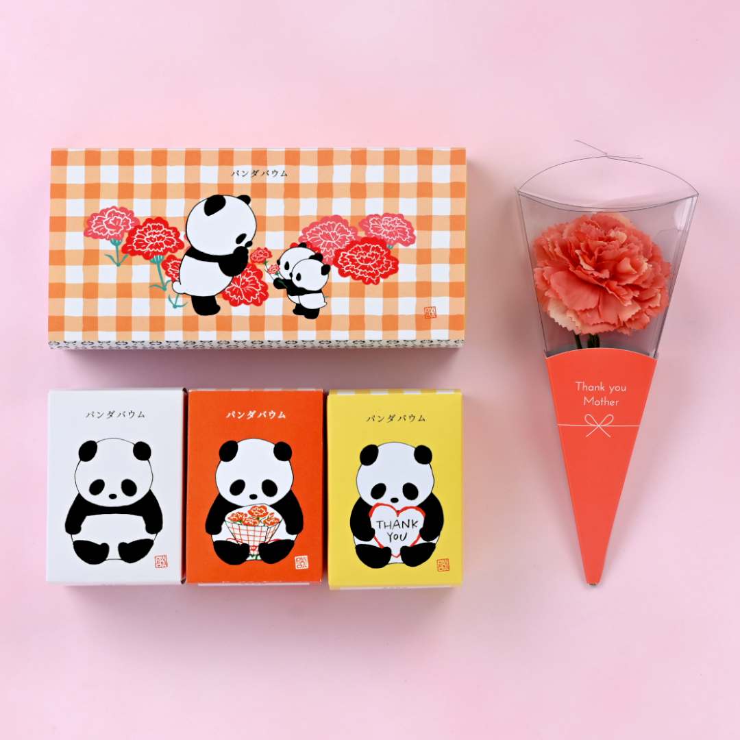 ●フラワー付き・花束パンダ３個セット(／袋無し)