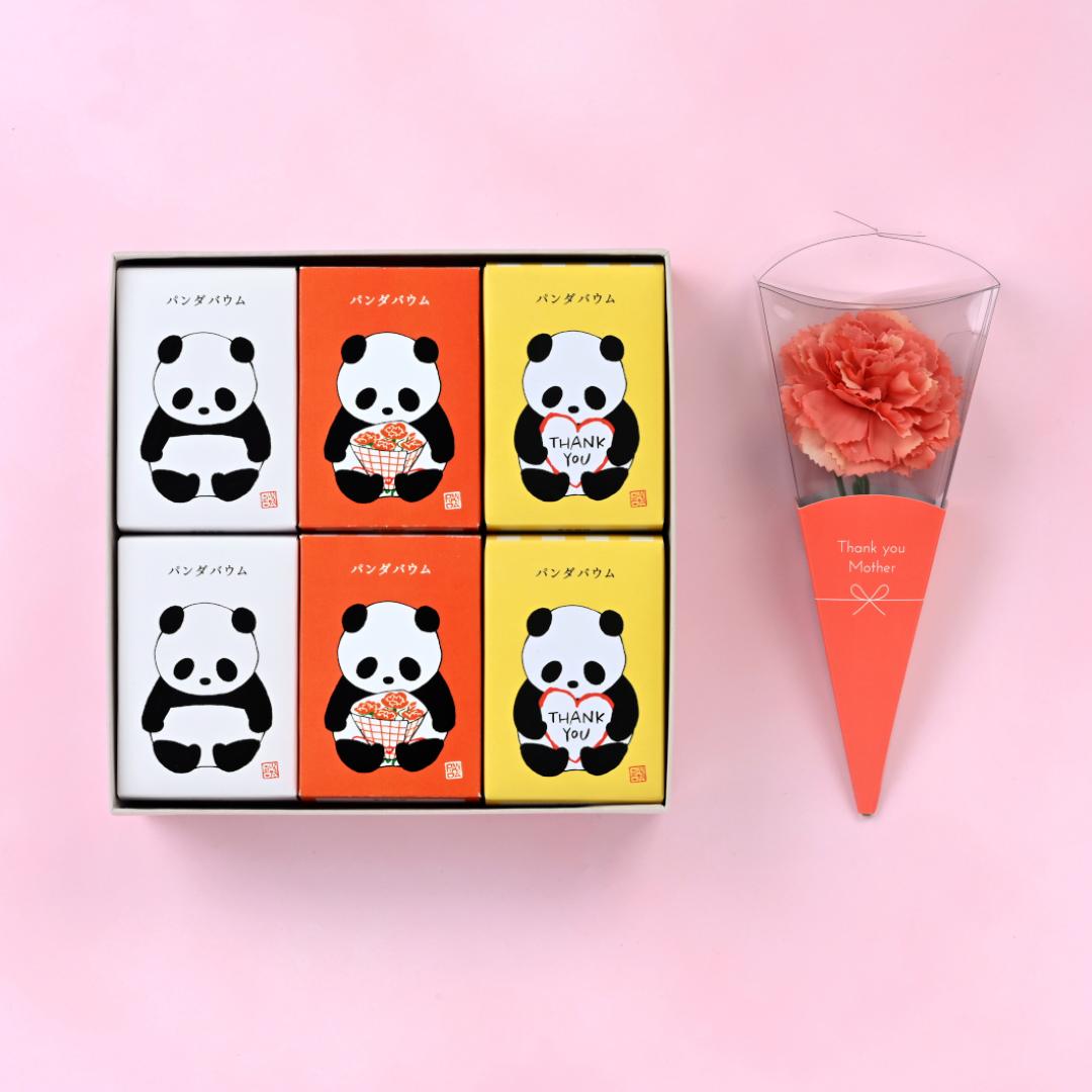 ●フラワー付き【６個入】花束パンダギフト(／袋無し)