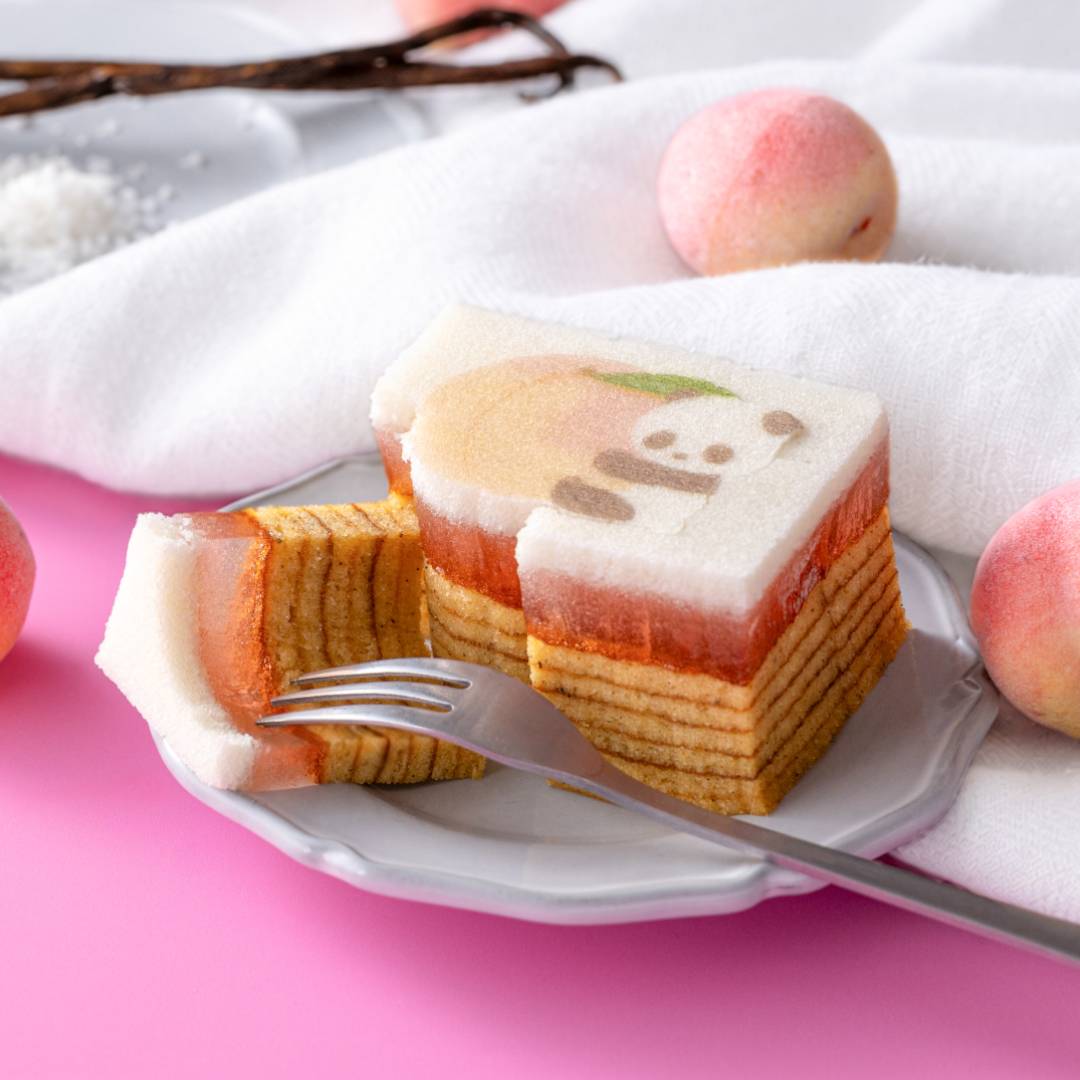 パンダのゼリーバウム（桃＆塩バニラ）(▼カタヌキヤパンダビニール袋（Ｓ）付き)