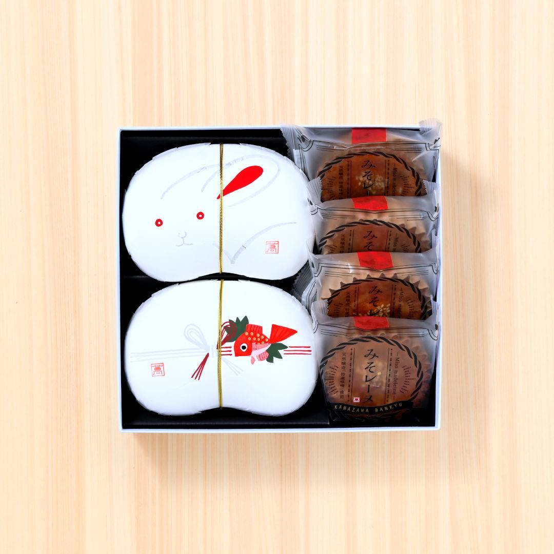 ●萬久の内祝ギフト【２】(▼まめや金澤萬久手提げ袋（Ｍ）付き)