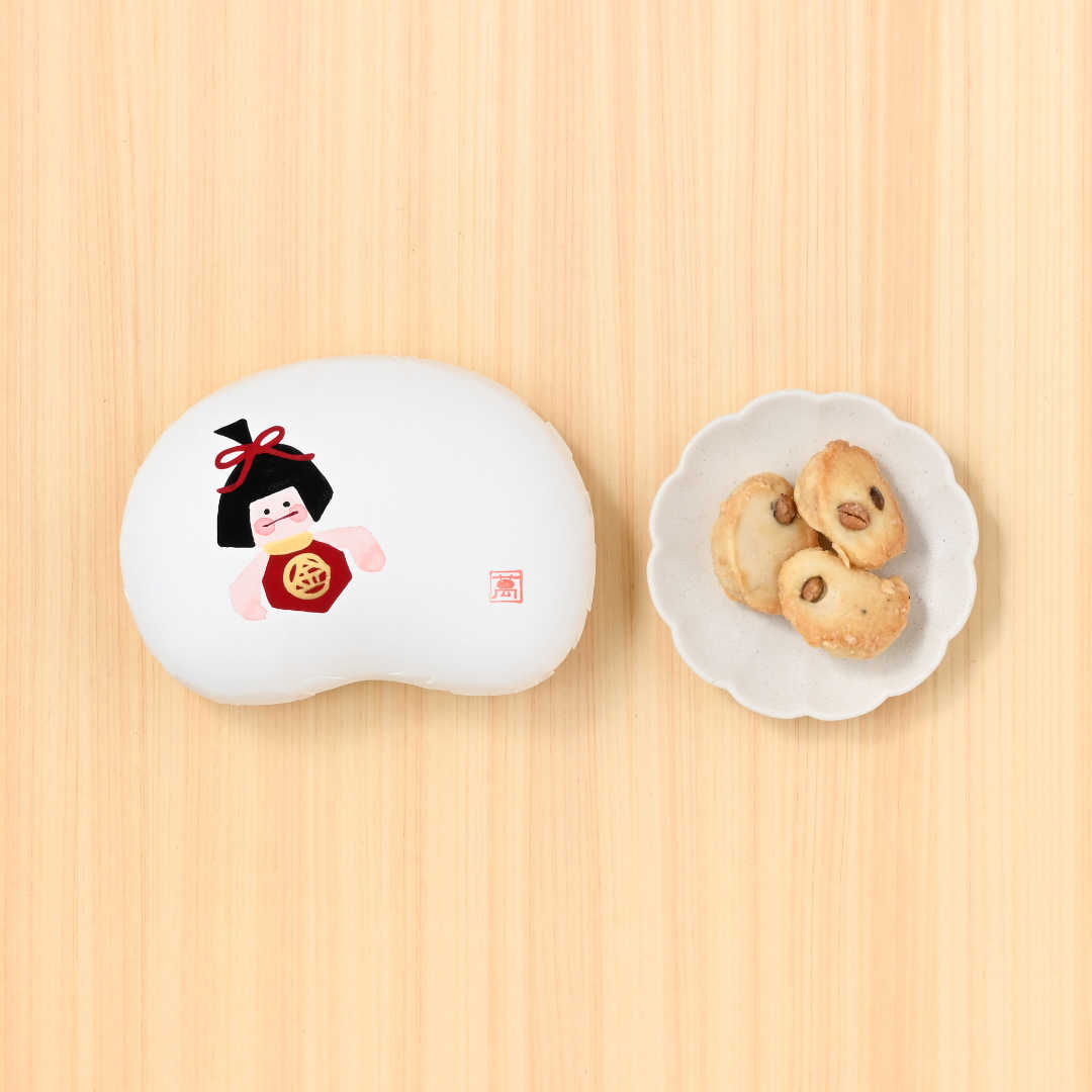 まめやのおかきなしょこら「しみみ」・黄な粉チョコ（豆箱入り）　絵柄：金太郎(／袋無し)